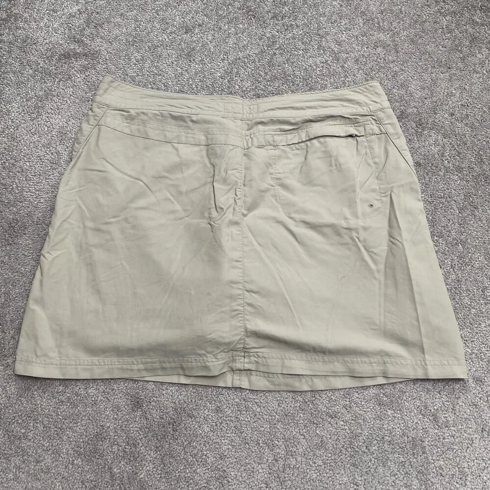 Columbia Titanium Mini Skort Skirt Womens 14 Beige Nylon Pockets Outdoor Casual